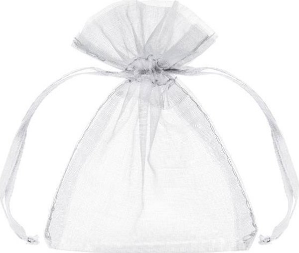 Party Deco – σακουλάκια από οργάντζα, λευκά, 10 cm (1 συσκευασία / 10 τεμ.)