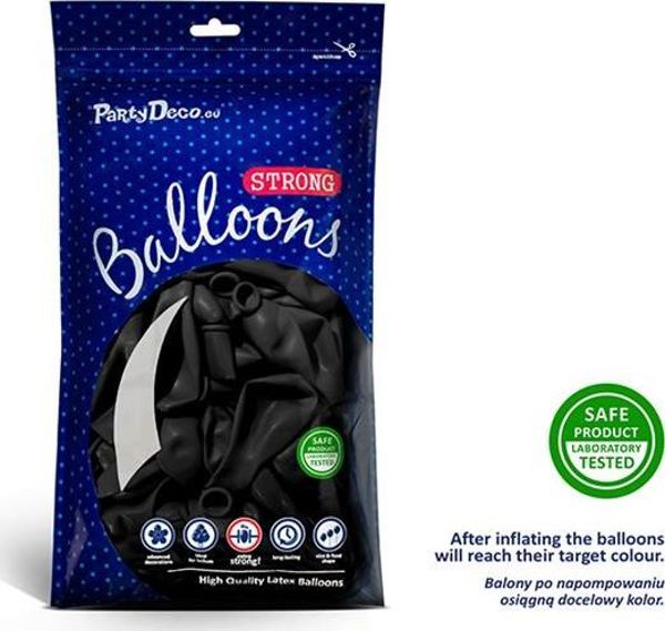 Party Deco Balony Strong, pastelowy czarny, 30 cm, 10 szt. uniwersalny