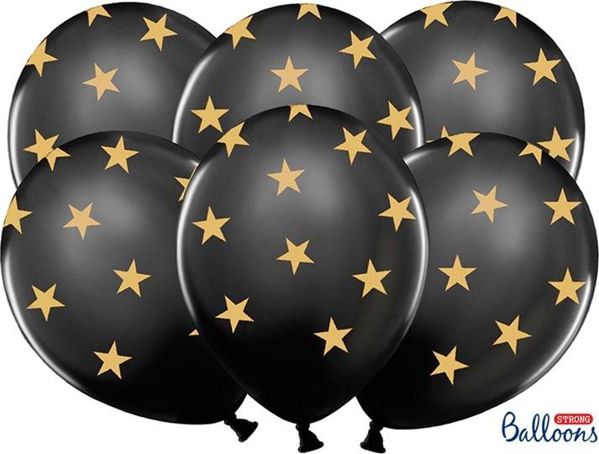 Party Deco Balony Gwiazdki, czarne, 30 cm, 6 szt. uniwersalny