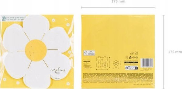 Party Deco Χαρτοπετσέτες Μαργαρίτα 16x16.5cm 12τμχ