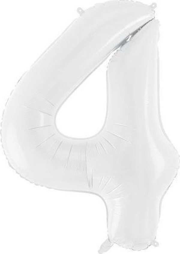 PartyDeco Φολιδωτό μπαλόνι αριθμός 4 λευκό, 86cm