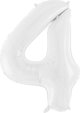 PartyDeco Φολιδωτό μπαλόνι αριθμός 4 λευκό, 86cm