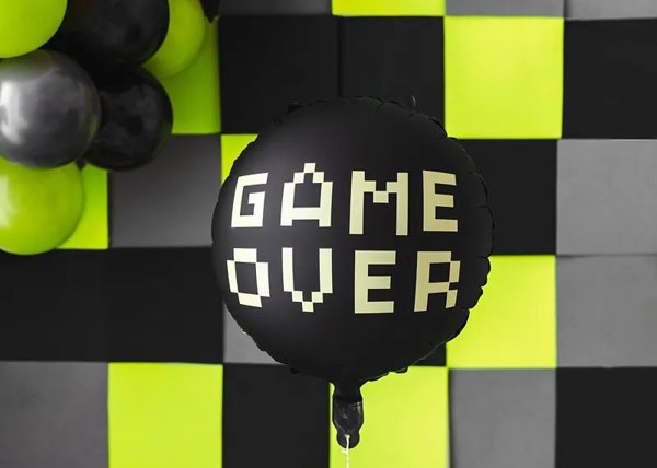 PartyDeco Μπαλόνι foil Game over μαύρο 45cm