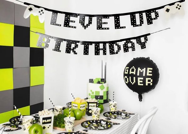 PartyDeco Μπαλόνι foil Game over μαύρο 45cm