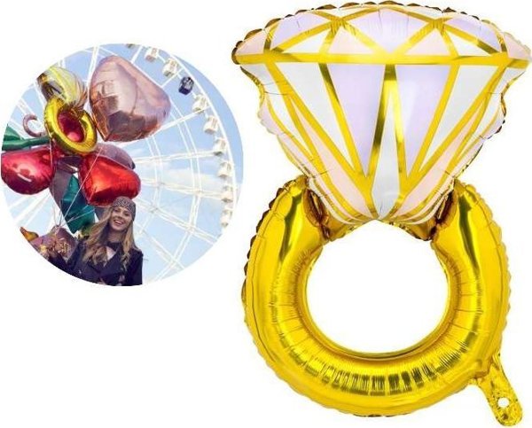 PartyDeco Μπαλόνι Foil Δαχτυλίδι Αρραβώνα, Διακοσμητικό, 60x95cm, Μίγμα Χρωμάτων