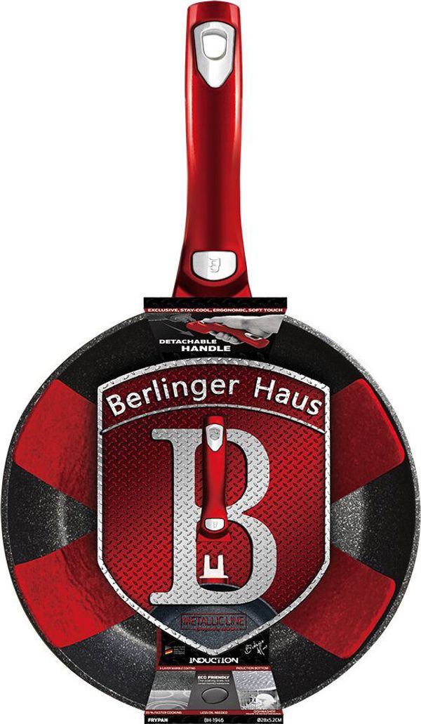 Τηγάνι Berlinger Haus Metallic Line Burgundy Edition, Αντικολλητικό από Σφυρήλατο Αλουμίνιο με Επίστρωση Γρανίτη, 20-28cm