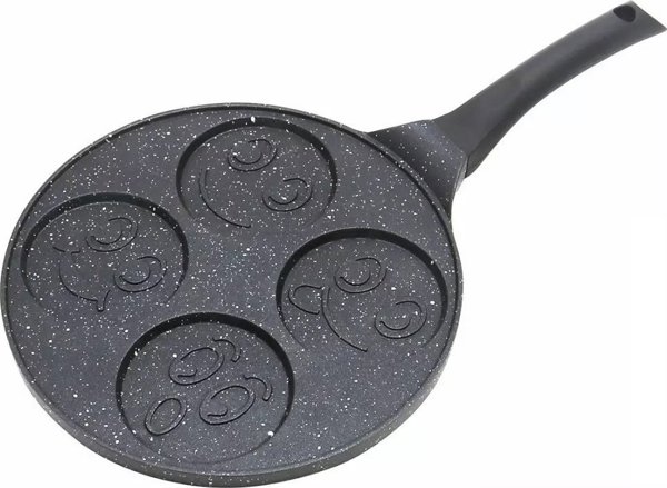 KingHoff Τηγάνι για Pancakes Smiley 26.5cm, Χυτό Αλουμίνιο με Μαρμάρινη Επίστρωση