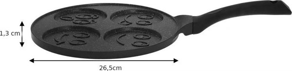 KingHoff Τηγάνι για Pancakes Smiley 26.5cm, Χυτό Αλουμίνιο με Μαρμάρινη Επίστρωση