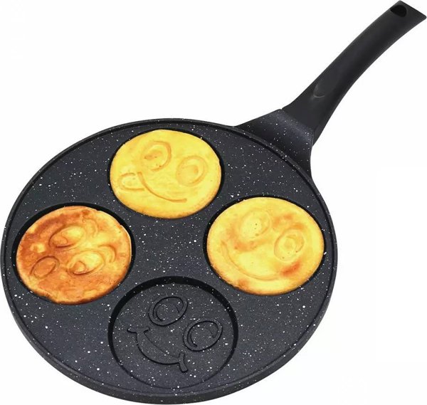 KingHoff Τηγάνι για Pancakes Smiley 26.5cm, Χυτό Αλουμίνιο με Μαρμάρινη Επίστρωση