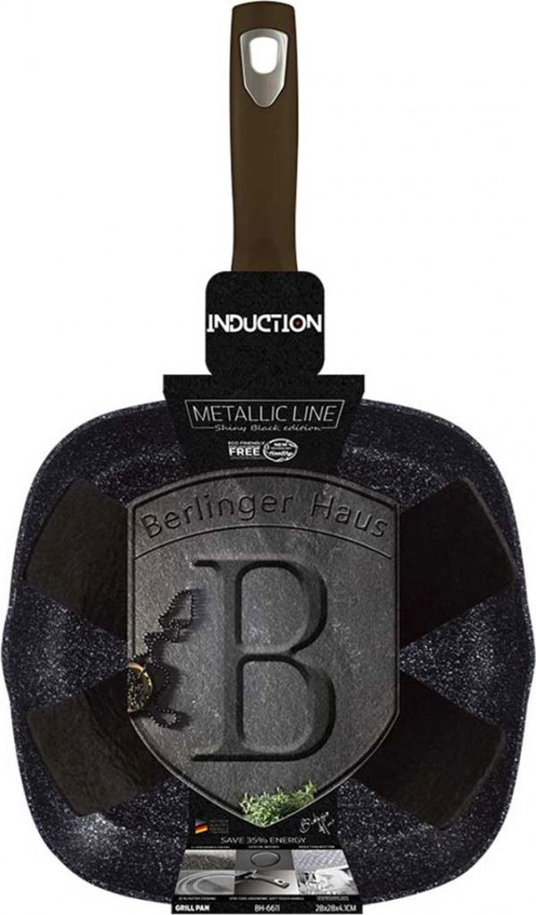 Berlinger Haus Shiny Black Γκριλιέρα 28cm από Χυτό Αλουμίνιο με Επίστρωση Γρανίτη