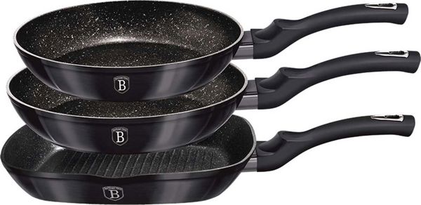 Berlinger Haus Σετ Τηγάνια Carbon Pro, 3 Τεμάχια, Σφυρήλατο Αλουμίνιο με Επίστρωση Γρανίτη, 28cm