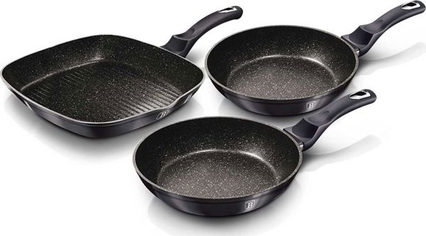 Berlinger Haus Σετ Τηγάνια Carbon Pro, 3 Τεμάχια, Σφυρήλατο Αλουμίνιο με Επίστρωση Γρανίτη, 28cm