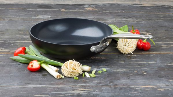 GreenPan Barcelona Pro Wok, Αντικολλητικό Τηγάνι Wok 28cm, Μαύρο