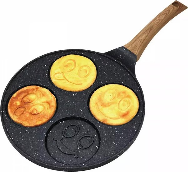 KingHoff Τηγάνι για Pancakes 26.5cm, Αντικολλητικό με Μαρμάρινη Επίστρωση, Διαχωρισμένο 4 Θέσεων