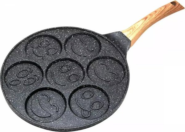 KingHoff Τηγάνι για Pancakes & Βάφλες με Smiley, Αντικολλητικό, Μαρμάρινη Επίστρωση, 26.5cm
