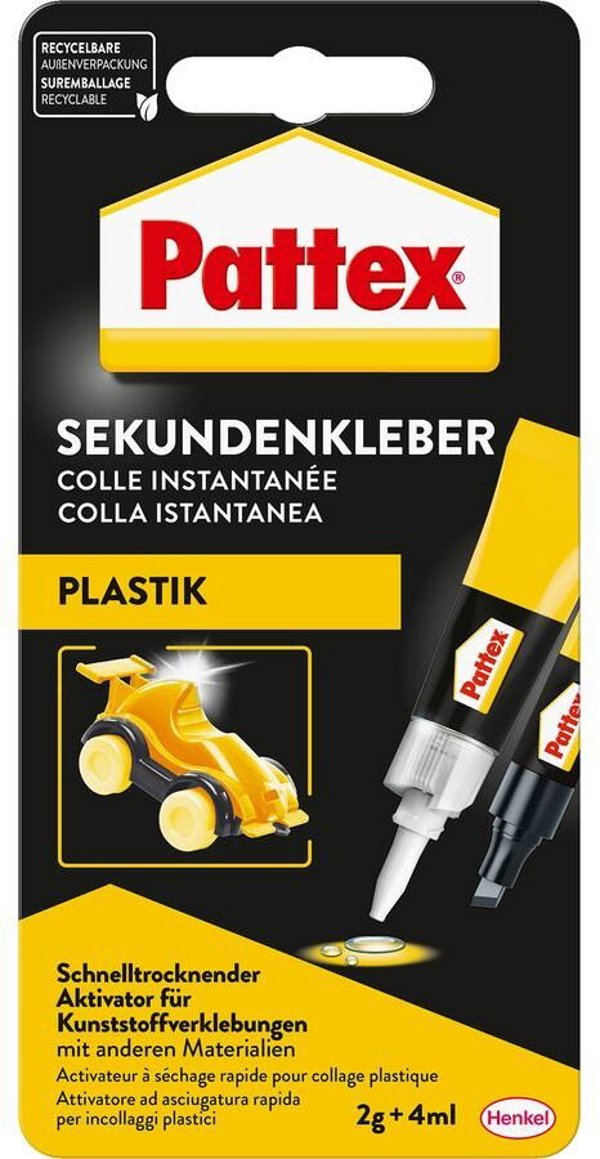 Pattex Plastix κόλλα δευτερολέπτων διπλού συστατικού 4ml 2g