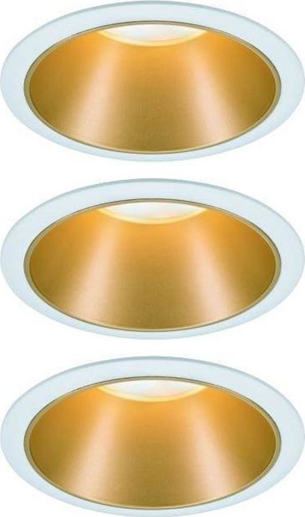 Paulmann Ενσωματωμένο Φωτιστικό Οροφής LED Cole Coin, 3x6.5W, 2700K, Λευκό/Χρυσό Ματ, 230V