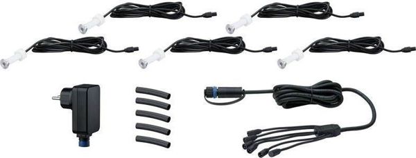 Paulmann Plug & Shine MicroPen Φωτιστικό Εξωτερικού Χώρου LED 5x0.22W 3000K IP67 Ασημί - Βασικό Σετ (PL93695)