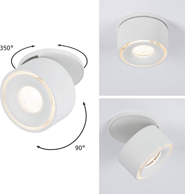 Paulmann Ενσωματωμένο Φωτιστικό LED Spircle, 8W, 3000K, 36°, Λευκό Ματ, Ρυθμιζόμενο