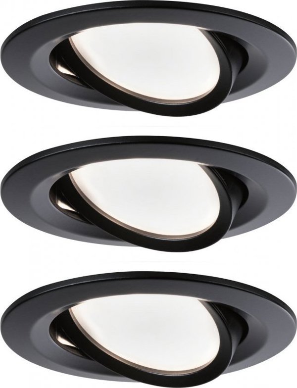 Paulmann Ενσωματωμένο Ρυθμιζόμενο Φωτιστικό Nova Coin 3x6,5W 2700K Μαύρο με 3-στάδια Ρύθμισης Φωτεινότητας