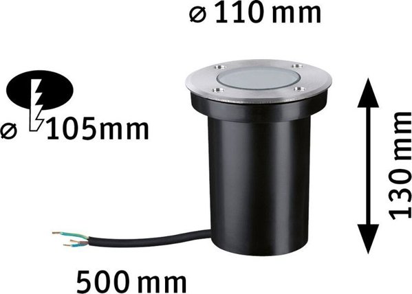 Paulmann Φωτιστικό Εδάφους Floor Round GU10 230V, Εξωτερικού Χώρου, Ασημί