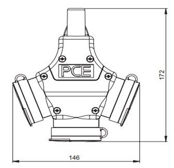 Πολύπριζο PCE Taurus 10/16A IP44 Τριπλό Καουτσούκ Μαύρο 24311-SW