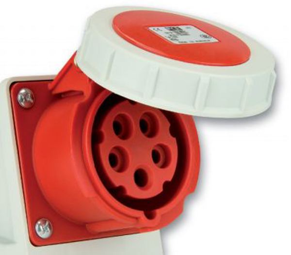 PCE Σταθερή Πρίζα Επιτοίχια 32A 400V 5-Πόλων IP67, Μοντέλο 1252-6