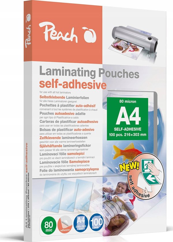 Peach Φύλλο Λαμινάρισματος A4 (303x216mm) 80 Mic, Γυαλιστερό, Αυτοκόλλητο, 100 τεμ. (SPP08017)