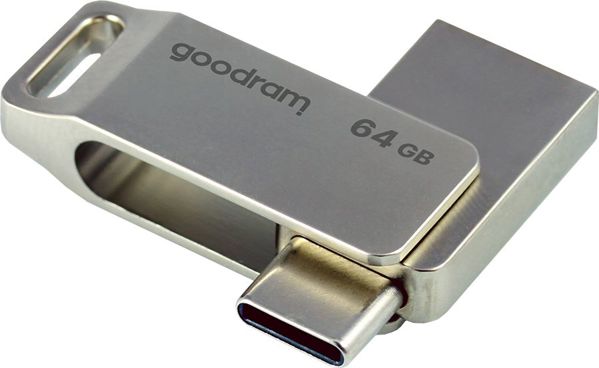 GoodRam ODA3 USB Flash Drive 64GB, USB 3.2 Type-A & Type-C, Ασημί
