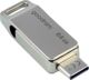 GoodRam ODA3 USB Flash Drive 64GB, USB 3.2 Type-A & Type-C, Ασημί