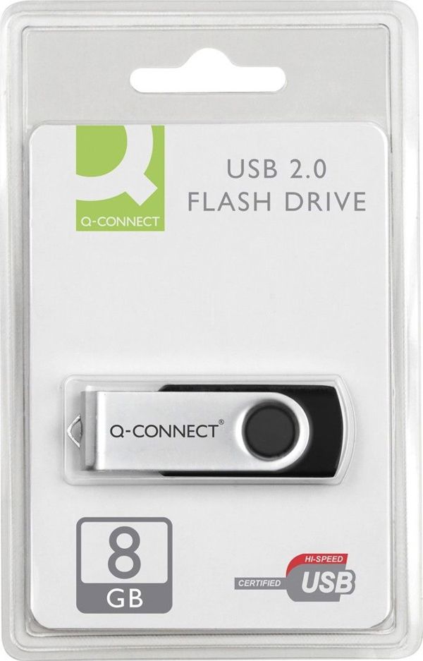 Q-Connect USB Flash Drive 8GB KF41512 - USB 2.0 High Speed - Μαύρο