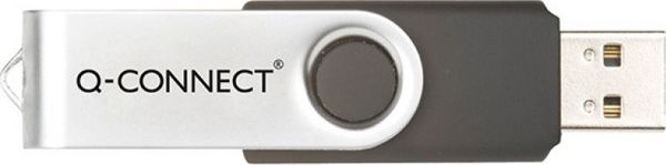 Q-Connect USB Flash Drive 32GB, USB 2.0, Συμπαγής Σχεδιασμός, Ασημί/Μαύρο
