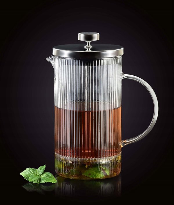 PETER Κανάτα με έμβολο french press με ρίγες 1000ml 10,5x17x20,5cm
