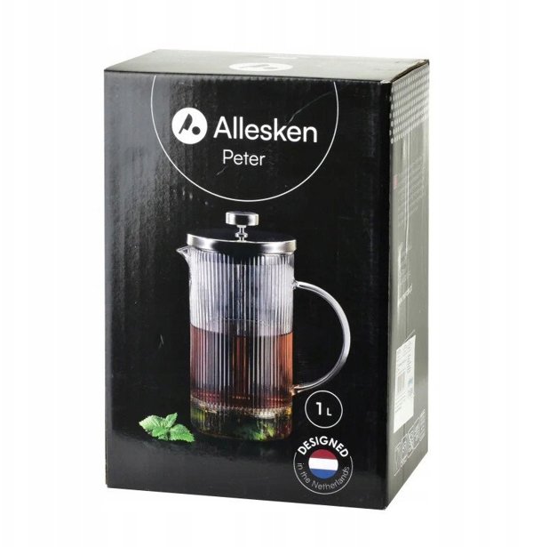 PETER Κανάτα με έμβολο french press με ρίγες 1000ml 10,5x17x20,5cm