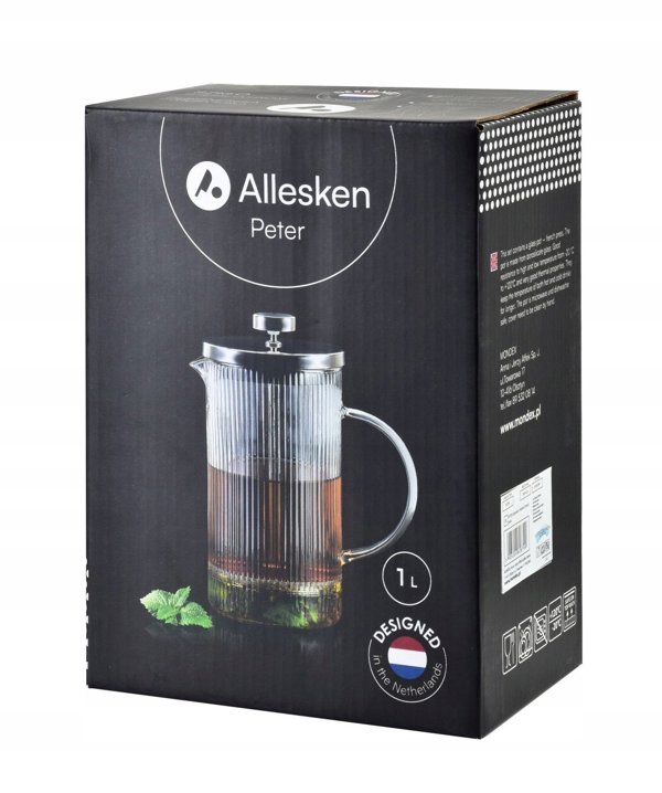 PETER Κανάτα με έμβολο french press με ρίγες 1000ml 10,5x17x20,5cm