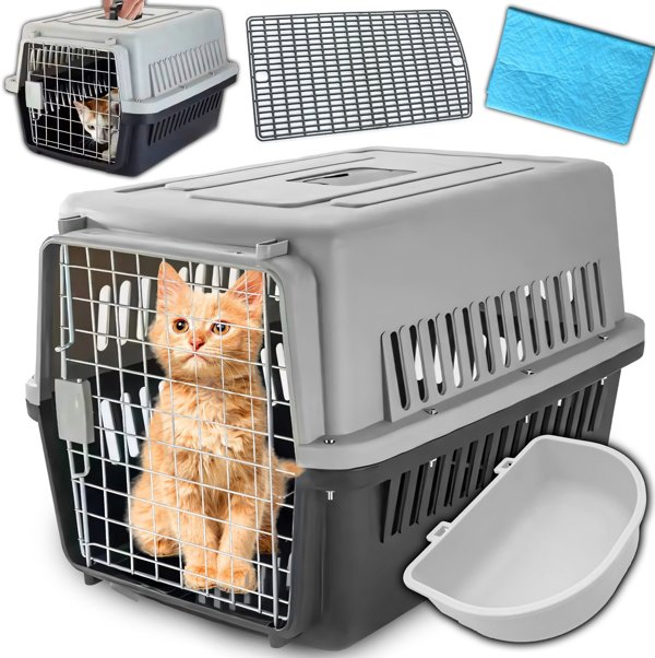 Pets Collection Μεταφορέας για γάτα/σκύλο, κλουβί 48x31x30 cm + ποτίστρα + στρώμα sr274
