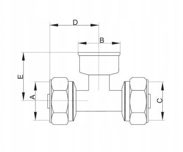 PEX.T.GW20X1/2 Τριπλή σύνδεση 20x1/2 στρεφόμενη PEX