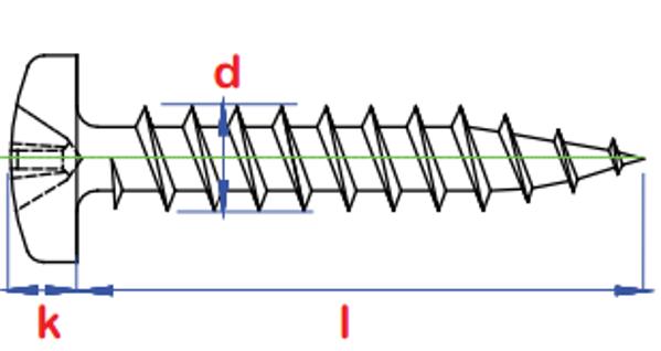 PGB βίδα ξύλου κεφαλή κυλινδρική PHD 5.0x40mm - SWCZV250040