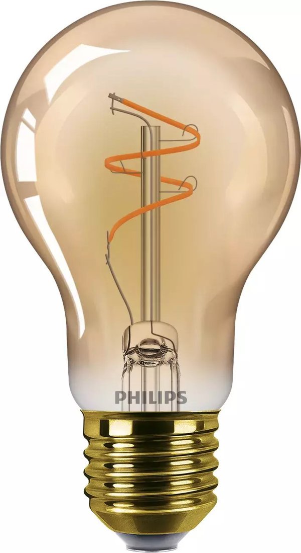 Philips - LED-glödlampa med filament - form: A60 - E27 - 3.1 W (motsvarande 25 W) - flamljus - 1800 K - bärnsten