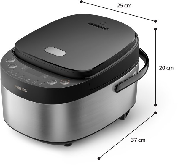 Philips Mini rice cooker | HD3093/80 3000 series | 600 W | 0.85 L | Number of programs 8 | Black/Stainless Steel
