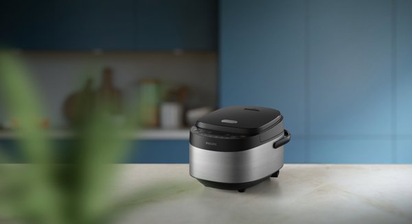 Philips Mini rice cooker | HD3093/80 3000 series | 600 W | 0.85 L | Number of programs 8 | Black/Stainless Steel