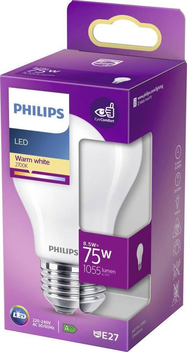 Philips Zarowka LED E27 8.5W 1055lm 2700K