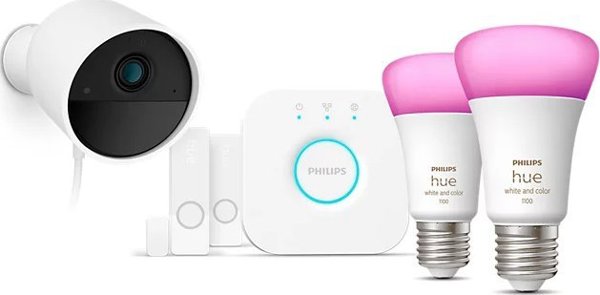 Philips Hue Secure Camera Set, Κάμερα Ασφαλείας με Λάμπα E27 & Bridge, Λευκό