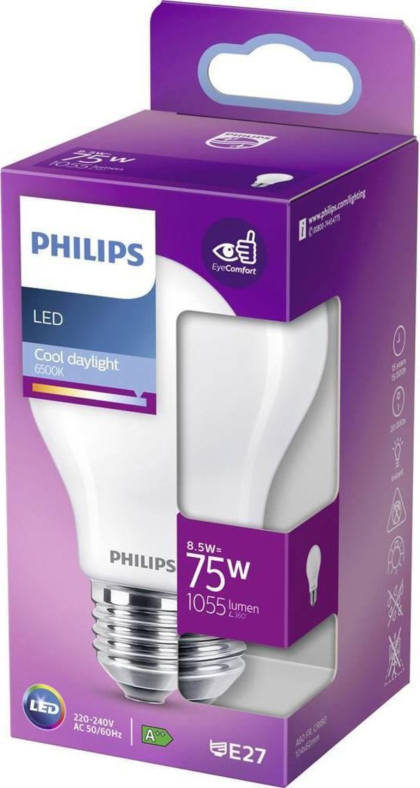 Philips Λάμπα LED Philips E27 7W 806lm 2700K, 3 τεμάχια
