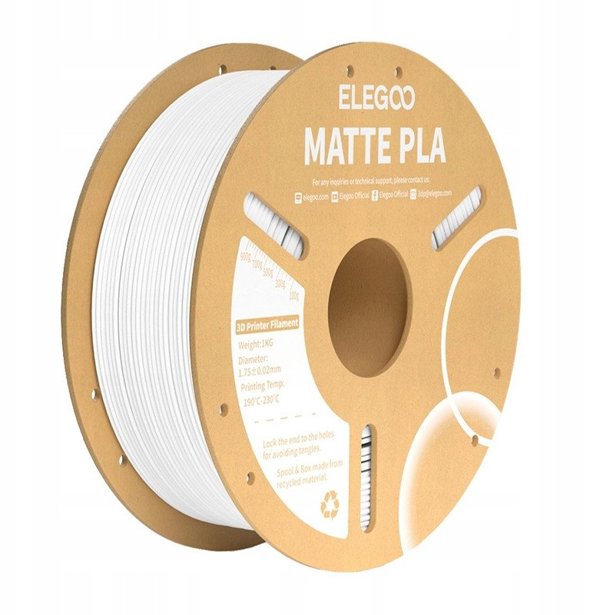 ELEGOO Νήμα 3D Εκτύπωσης PLA Matte 1.75mm - Λευκό (Phrozen Compatible)