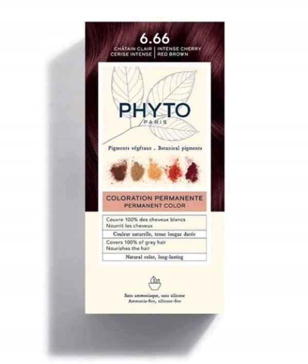 Phyto Phyto, Color, Permanent Hair Dye, 6.66 Intense Cherry Red Brown, 50 ml For Women