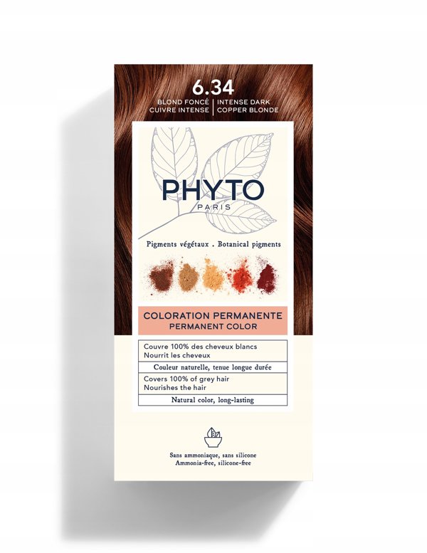 Phyto Phyto, Color Kit Coloration, Permanent Hair Dye, 6.34 Intense Dark Copper Blonde, 1 pcs For Women