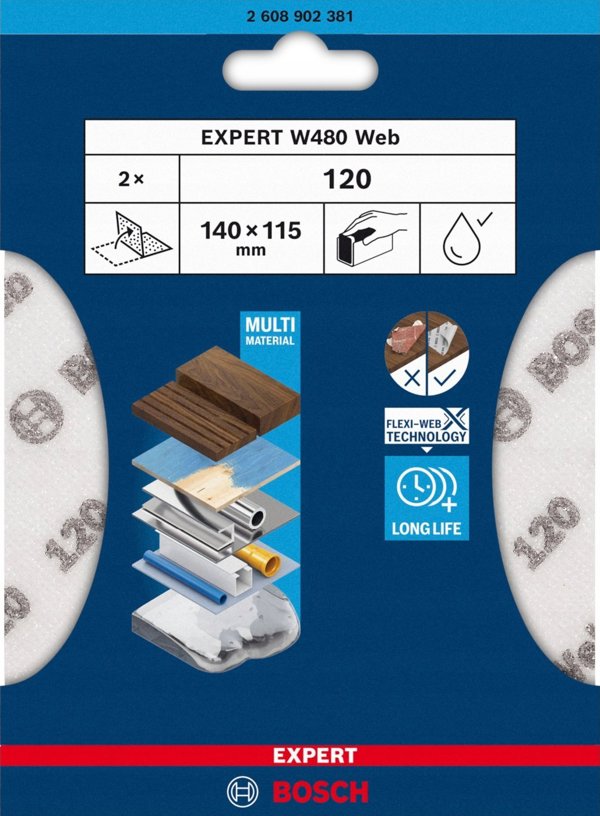Σφουγγάρι λείανσης EXPERT W480 web, G120 2PC