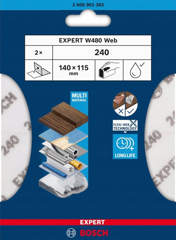Αφρώδες λειαντικό Expert W480 web, κόκκος G240, 2 τεμ.