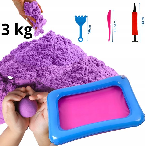 LeanToys Κινητική Άμμος με Καλούπια, 3kg, Μοβ